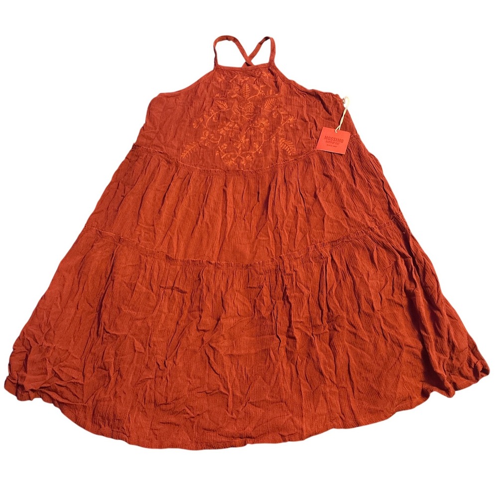 NEW Mossimo Supply Co Women's Rust Red Embroidered Halter Dress, Size Small